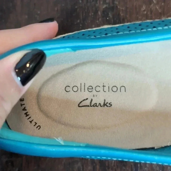 Clarks Collection Leather Espadrilles Danelly Adira Flats Turquoise - Picture 7 of 8